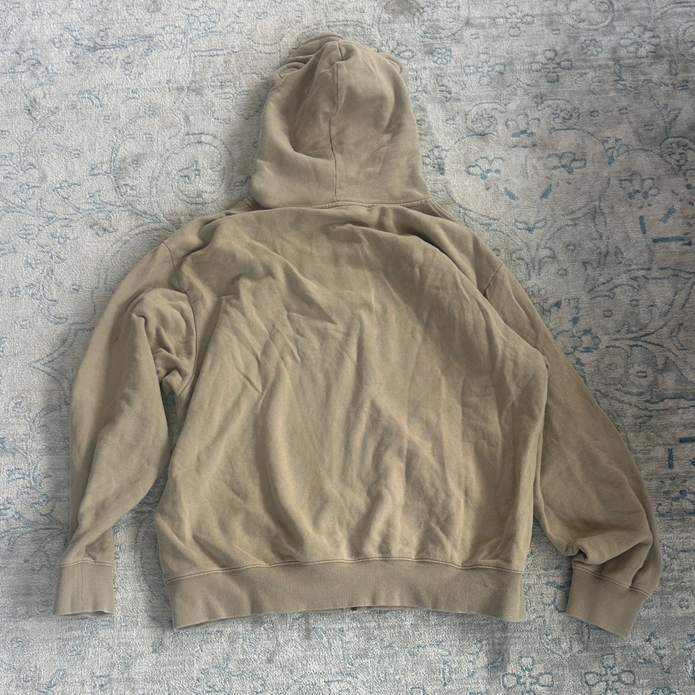 Teddy Fresh Tan Hoodie with Bear Ears Zip Up Beige Mens Unisex Size Large - Picture 7 of 9